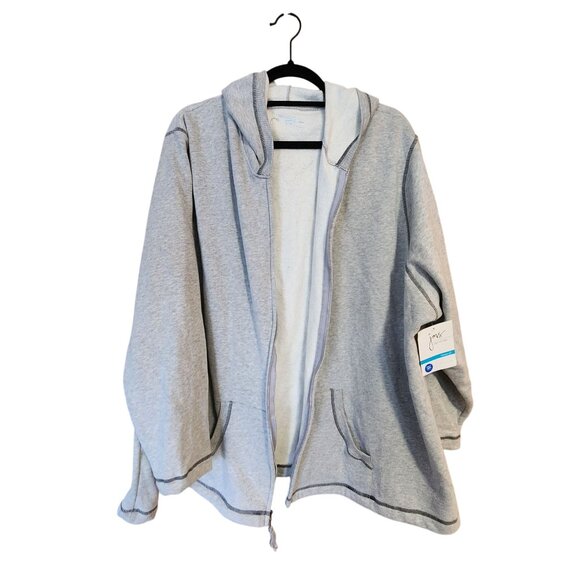 Just My Size Womens Gray Relaxed Fit Zip-Up Hoodie 26W/28W NWT - Picture 1 of 4